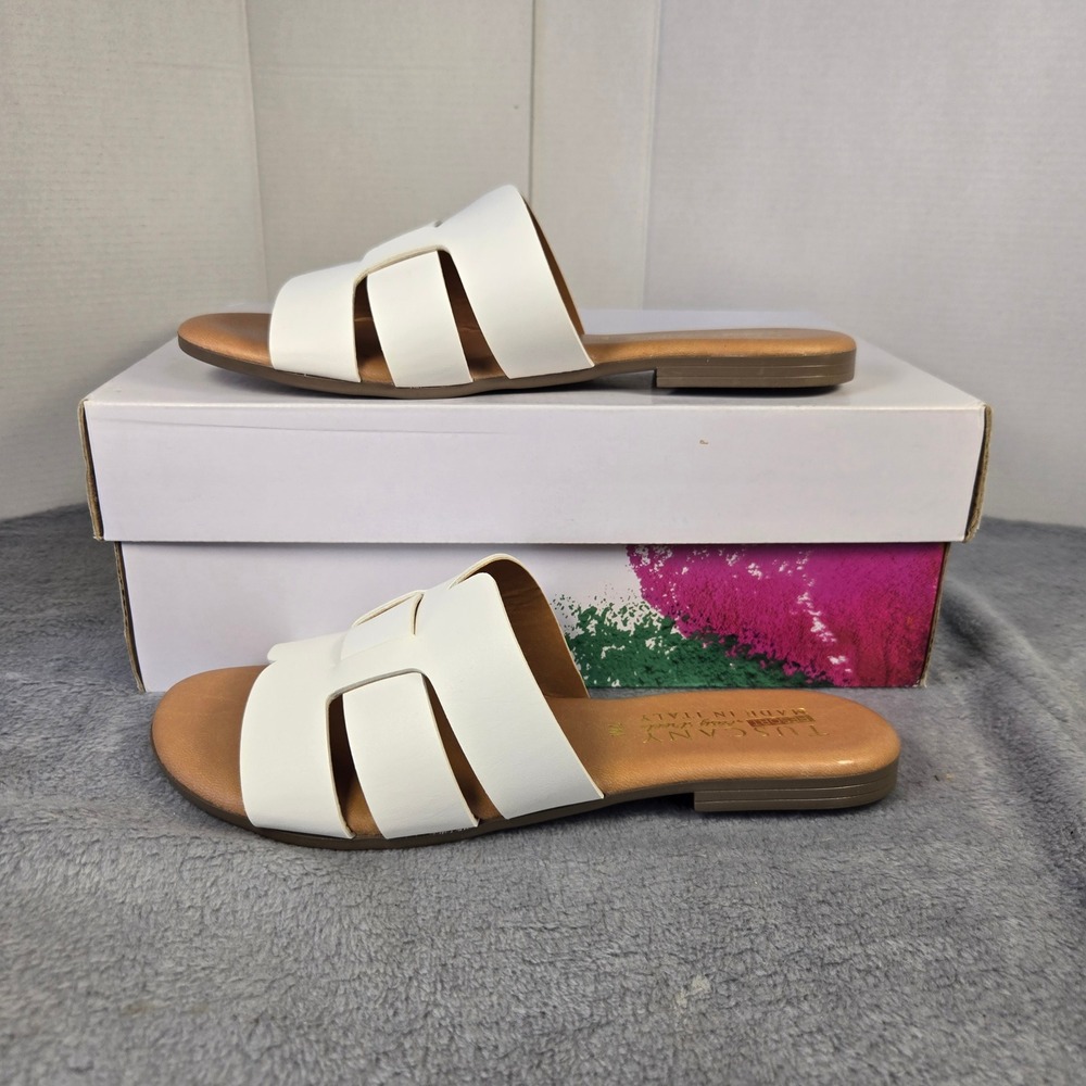 Tuscany‎ by Easy Street Resort White Slide Sandals Made in Italy Womens 7M